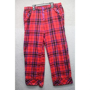 Victoria's Secret Purple Red Plaid Pajama/Lounge Pants-Large-Wide Leg-Pockets